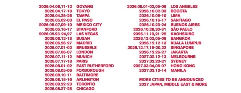 Список концертов BTS в 2026 и 2027 годах
